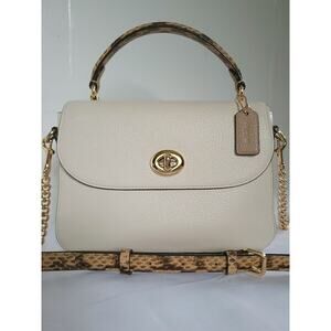 NWOT COACH (C1560) Marlie Top Handle Satchel in Chalk/Multi Embossed Snakeskin